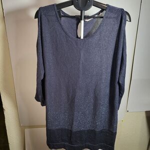 Soft Surroundings Eudora Twinkle Sweater Starkly Long Draped Tunic Split Sleeves